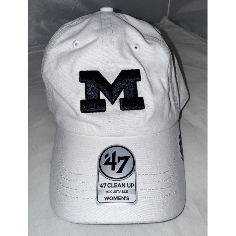 47' Brand Michigan Wolverines White‎ Blue NCAA Clean Up Adjustable Cap